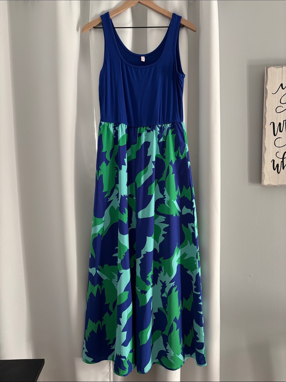 Sleeveless Blue & Green Printed Tank Jumpsuit